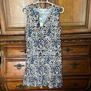 MICHAEL Michael Kors Sleeveless Floral Mini Dress - Black, White, Blue